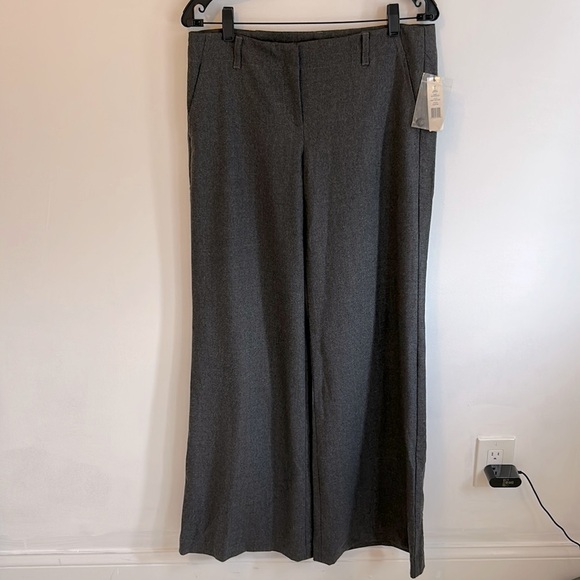 Theory Arthur Wide Leg Wool Trousers Heather Gray
